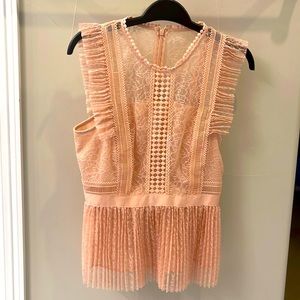 Pink lace fitted top with embroidery. Size Small . Beautiful. Lined.